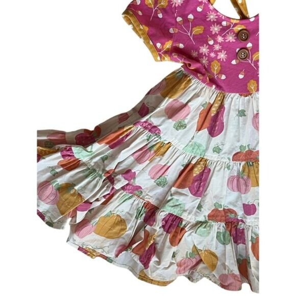 Eleanor Rose Britney Dress Girls Size 3 - 4 Pumpkin Acorn Short Sleeve - Picture 10 of 11